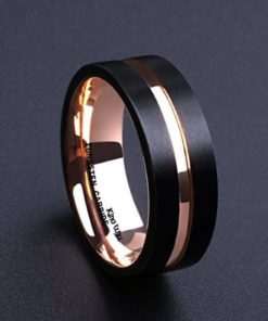 Alternative view of King Will 8Mm Black Mens Tungsten Carbide Ring Matte Wedding Band With Rose G..