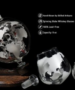 Etched Spinning/Rocking Globe Whiskey Glass - 8Oz For Scotch Rum Bourbon Tequ.. 8 57 27c67ee4 41ea 4773 a4a4 d051bae2837f