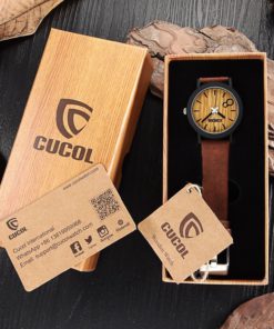 Alternative view of Cucol Eco Faux Wooden Dail Leather Band Watches For Men And Women Casual Desi..
