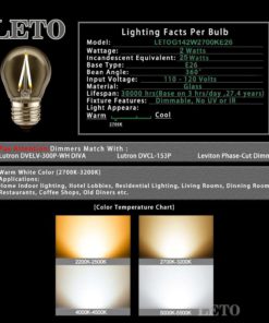 Leto G14 2W Edison Style Filament Small Led Light Bulb Candelabra Base Dimmab.. 9 57 2e284e88 ce15 4df8 9dc9 4c68e99b577d