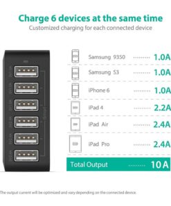 Ravpower 50W 10A 6-Port Usb Charger Desktop Charging Station With Ismart Tech.. 9 57 2f611f12 2fa1 46ff b2db e4f612f7e211