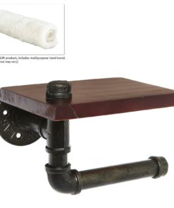 Rustic Style Pipe Design Brown Wood & Black Metal Wall Mounted Bathroom Shelf.. 7 57 2f83d015 9622 4ed3 a27e bd48b492a6a7