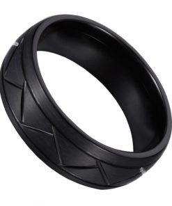 Alternative view of L-Ring 8Mm Tungsten Ring Wedding Band For Men With Groove And Matte Finish Co..