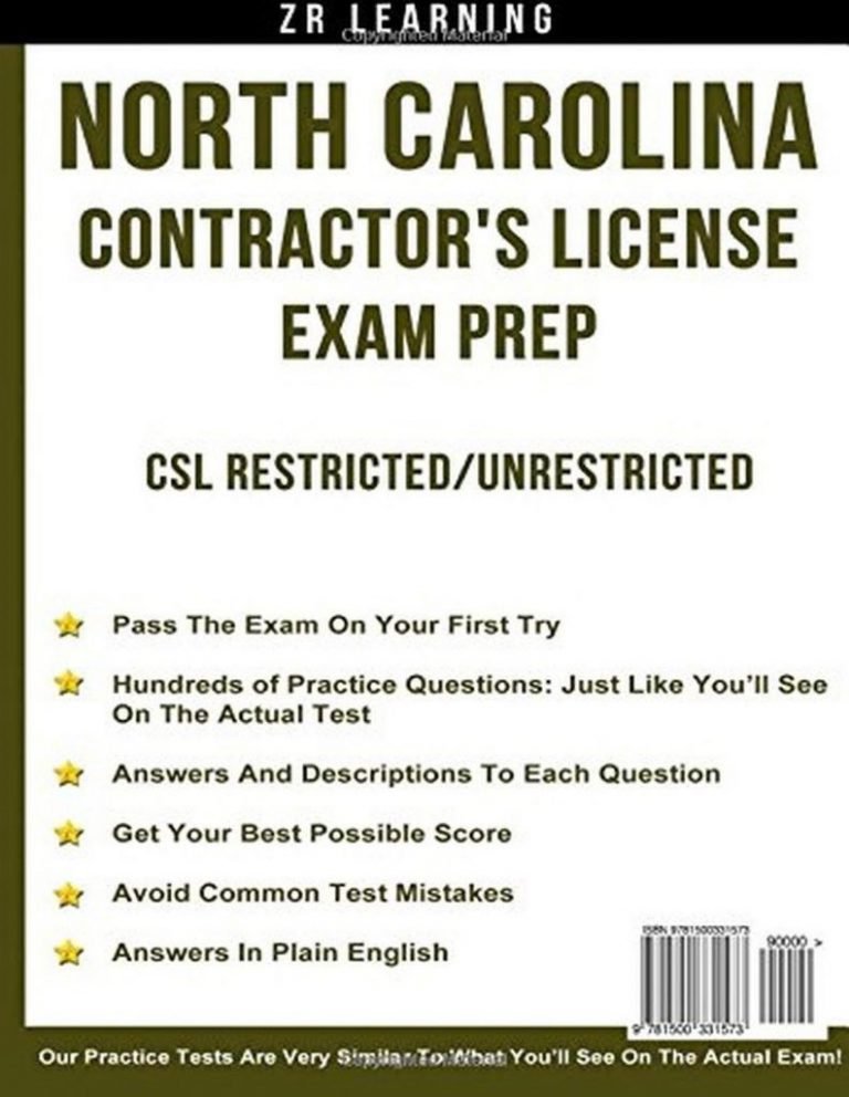 North Carolina Contractor's License Exam Prep - $23.95