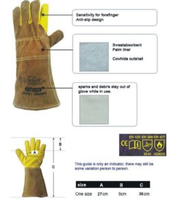 Alternative view of Animal Handling Gloves 35Cm Gauntlet Leather Kevlar Dog Cat Bird Reptile