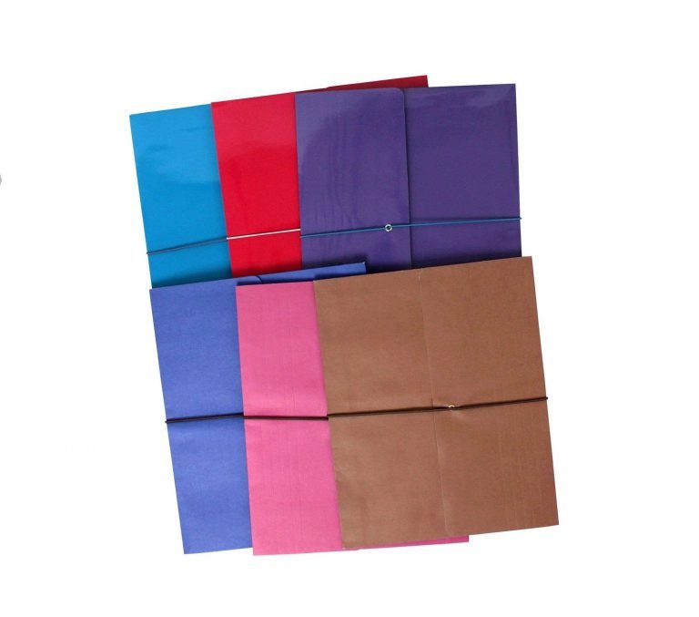 Set Of 6 Colored Expanding File Folders With Elastic Band Closures 6-Pack