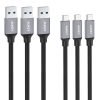 Aukey Usb-C To Usb 3.0 Braided Nylon Cable - 3.3-Feet (1 Meter) (3 Pack) 8 57 36a10af7 cb59 4aec 90d9 bcc5257b2491