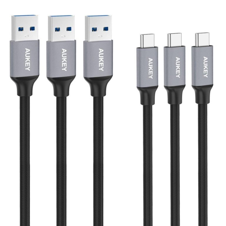 Aukey Usb-C To Usb 3.0 Braided Nylon Cable - 3.3-Feet (1 Meter) (3 Pack)