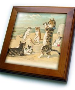 3Drose Ft_48557_1 Cats At The Beach-Framed Tile 8 By 8-Inch 8X8 Framed Tile