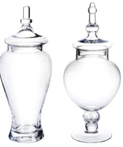 Alternative view of Set Of 2 Large Decorative Clear Glass Apothecary Jars / Wedding Centerpieces ..
