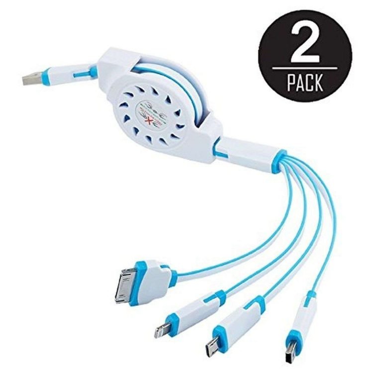 (2 Pack) Usb Cable Ivvo Retractable 4 In 1 Multifunctional Universal Usb Char..