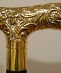 Alternative view of Victorian Style Wood Walking Stick ~ Cane With A Brass Handle