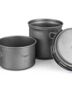 Alternative view of Healthpro Titanium Lightweight 3-Piece Pot And Pan Camping Hiking Cookware Set