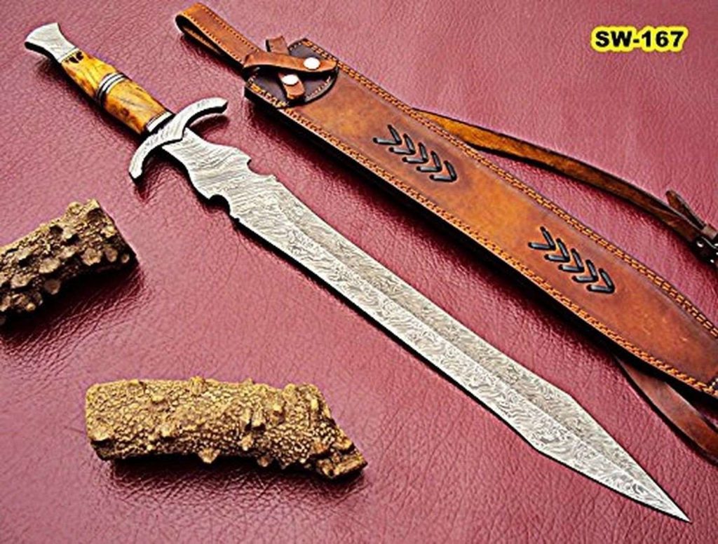 Catalog 1 Sw-167 Handmade Damascus Steel 29 Inches Sword - Beautiful Apricots Wood Hand..