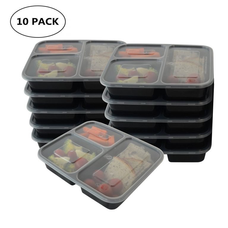 Prefer Green 3-Compartment Bento Box / Durable Plastic Lunch Boxes Sets Meal ..