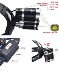 Alternative view of Headlamp 5000 Lumens Bright Headlight Headlamp Flashlight Torch 3 Cree Xml T6..