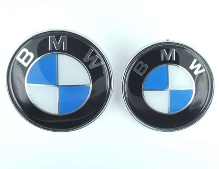 New 82Mm/74 Mm Glue-Dropping Bmw Blue/Silver Hood Trunk Emblem Roundle Logo