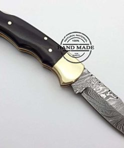 Alternative view of Buffalo Horn 6.5'' 100% Handmade Damascus Steel Folding Pocket Knife 100% Pri..