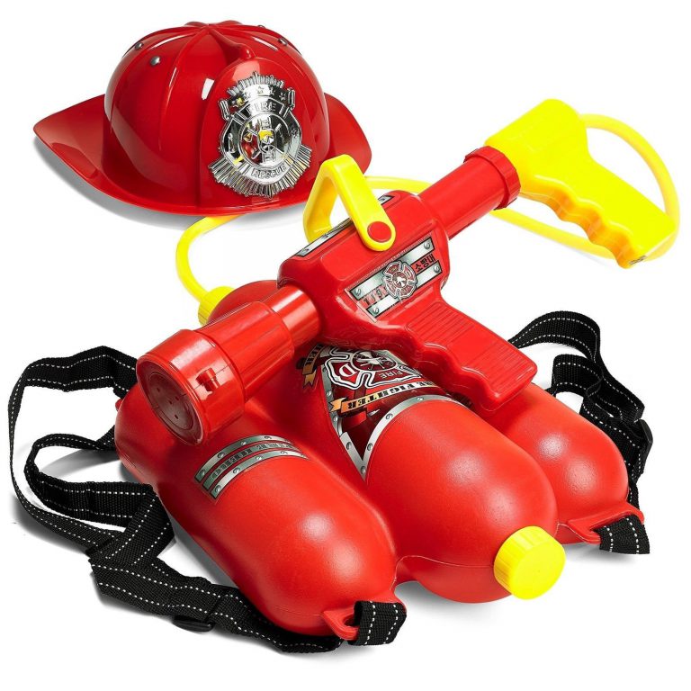 Prextex Fireman Backpack Water Gun Blaster With Fire Hat- Water Gun Beach Toy..