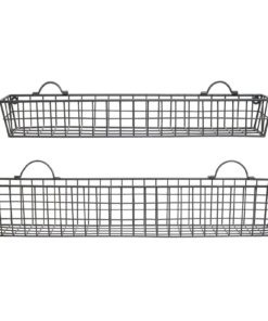 Set Of 2 Gray Country Rustic Wall Mounted Openwork Metal Wire Storage Basket .. 6 57 4268e050 1469 4a0a aa0a 05b3b435c007