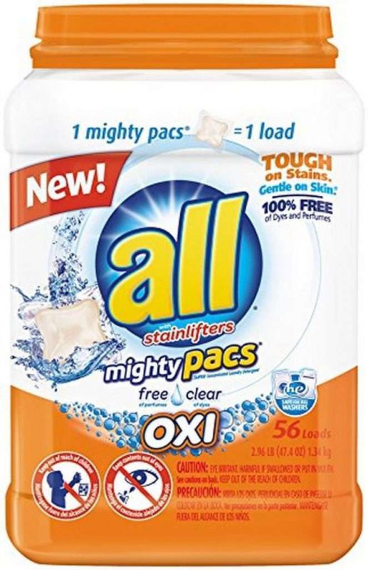 All Mighty Pacs Laundry Detergent Free Clear Oxi Tub 56 Count - $44.95