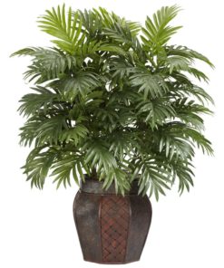 Nearly Natural 6651 Areca Palm With Vase Decorative Silk Plant Green