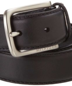 Tommy Hilfiger Men's Leather Stitch Belt Black 32