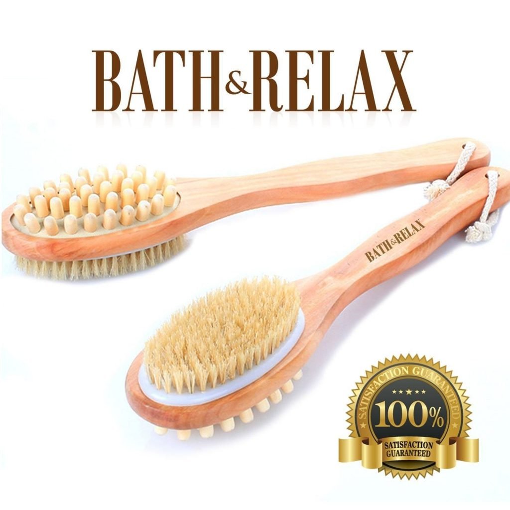 Bath & Relax Bath Body Brush Natural Bristles Long Handled Shower Back