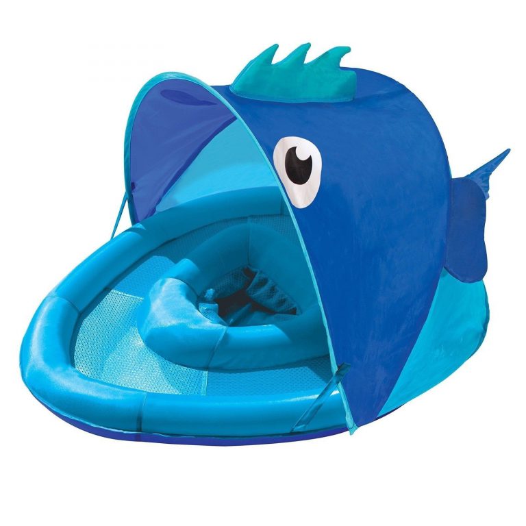 Swim School- Confidence Building System Fish Sun Shade Baby Float Blue