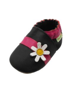 Sayoyo Baby Cute Flower Soft Sole Leather Infant Toddler Prewalker Shoes Black 9 57 4871ca19 9924 4ecd a146 d9b4efd323eb