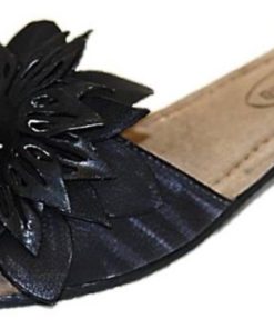 Sheridan Mia Women's Swish Flower Leather Sandal Black 42 Eu