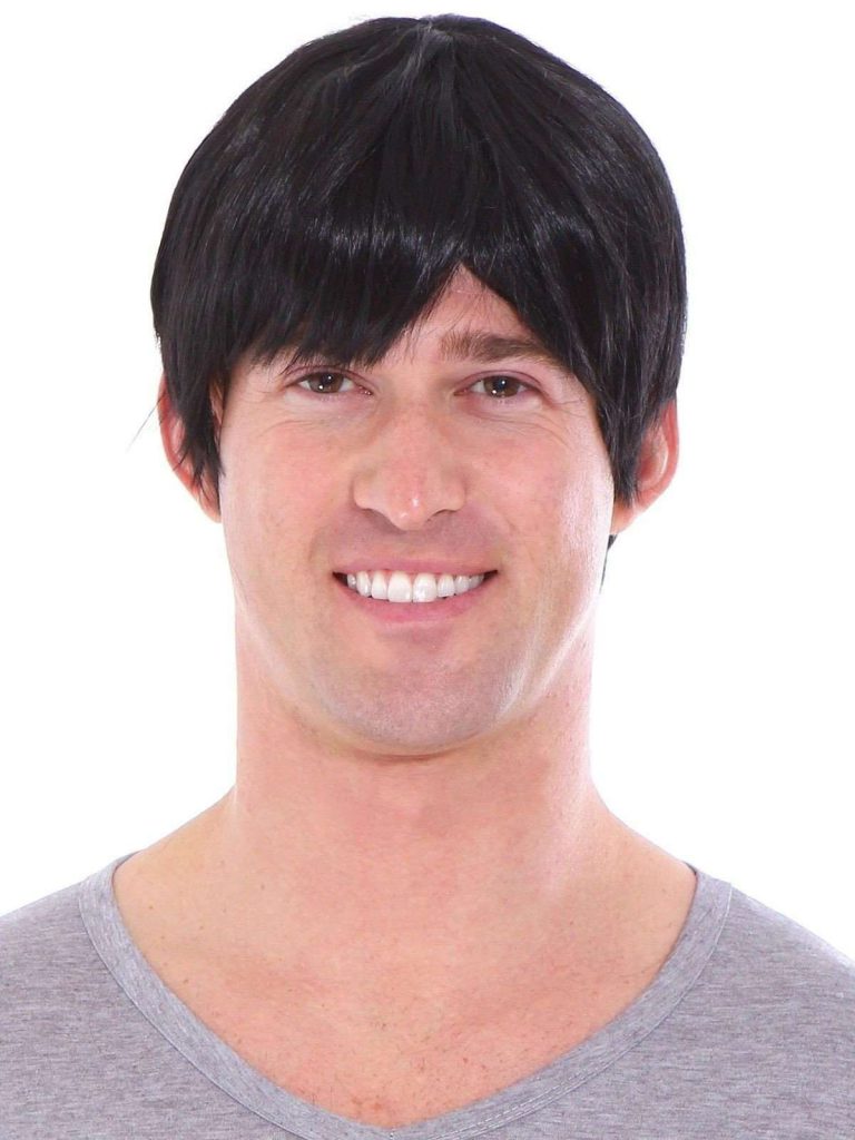 Simplicity Men's Short Layered Black Full Wig With Wig Cap