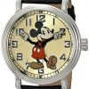 Disney Men's 56109 "Vintage Mickey Mouse" Watch With Black Leather Band