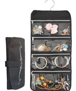 Alternative view of Misslo 8 Zippered Pockets Travel Jewelry Roll Up Organizer With Rotatable Han..