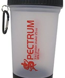 Protein Shaker Cup With Clip 25 Oz. Extra Large 3 In 1 By Spectrum (2 Clear A..