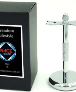 Alternative view of Razor Stand - Deluxe Chrome Razor Stand Safety Razor Stand Shaving Brush Stan..
