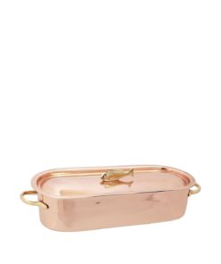 Old Dutch Solid Copper Fish Poacher With Stainless Steel Rack