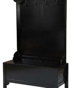 Linon Home Decor Anna Hall Tree-Wide Bench Black Black With Red Rub Through