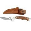 Elk Ridge Er-059 Fixed Blade Hunting Knife Straight Edge Blade Burl Wood Hand..