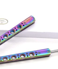 Alternative view of Yorking Rainbow Practice Balisong Metal Butterfly Steel Trainer Dull Knife Wi..