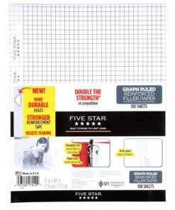 Five Star Filler Paper Graph Ruled Reinforced Loose-Leaf 11 X 8 1/2" Sheet Si..