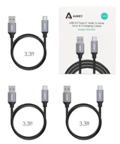 Aukey Usb-C To Usb 3.0 Braided Nylon Cable - 3.3-Feet (1 Meter) (3 Pack) 14 57 5caf0c49 efb1 46a8 a5d9 2c2c4830f308
