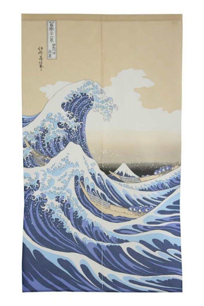 Made In Japan Noren Curtain Tapestry Ukiyoe Hokusai The Great Wave Kanagawa