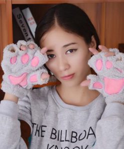 Women Bear Plush Cat Paw Claw Glove Soft Winter Gloves Grey-1 5 57 609055c5 a501 446f 8374 87c23260d750