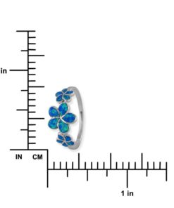 Sterling Silver Rhodium Plated Synthetic Opal Three Plumeria Band Ring 9 5 57 615f790c 9c63 4034 93a8 61d09e059add