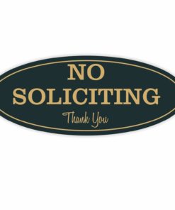 Oval No Soliciting Sign (Black / Gold) - S Black / Gold 2" X 5" - Small