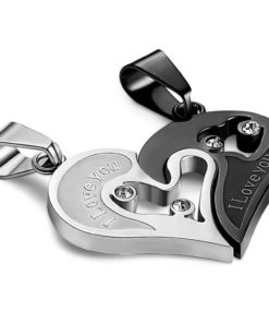 Jstyle Stainless Steel Mens Womens Couple Necklace Pendant Love Heart Cz Puzz.. 8 57 67ebdb26 f018 4942 b38f 2a80b6520ce6