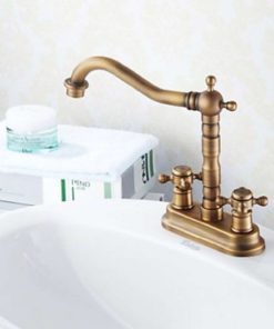 Alternative view of Rozinsanitary 4 Inch Centerset Antique Brass Bathroom Sink Faucet Dual Knobs ..