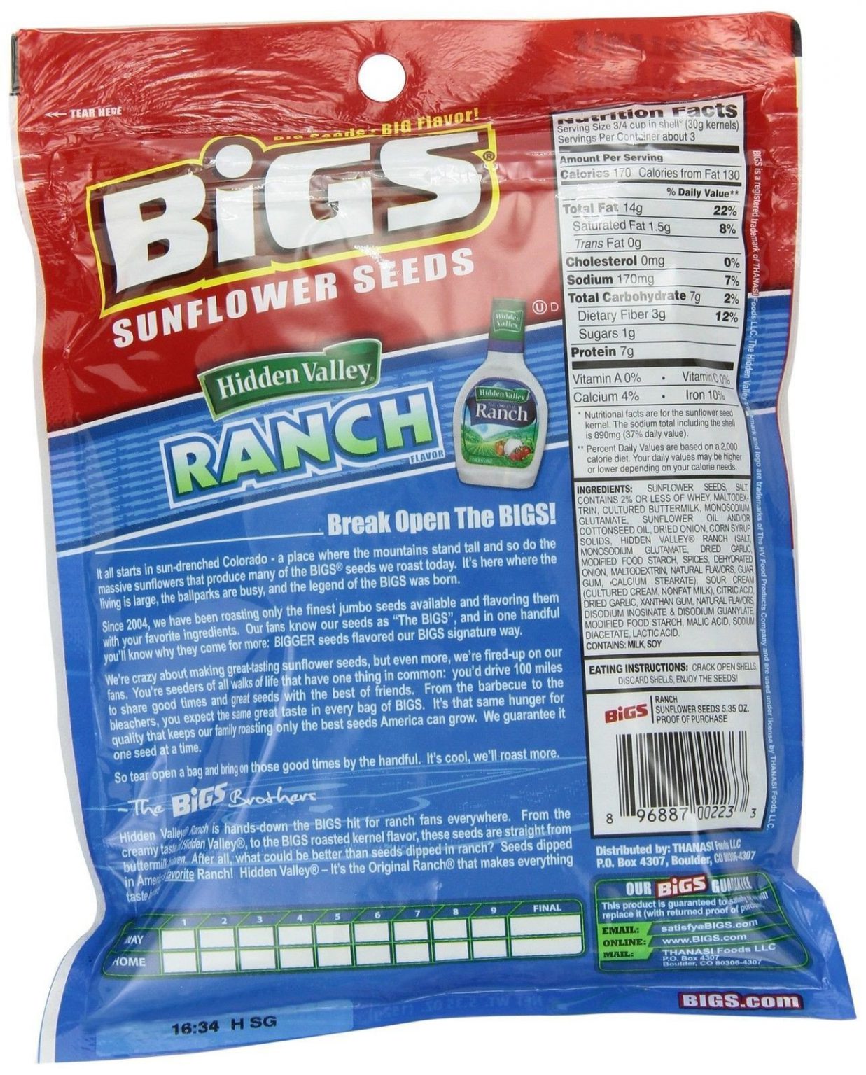 Bigs Hidden Valley Ranch Sunflower Seeds