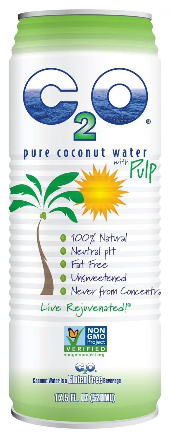 C2O Pure Coconut Water With Pulp 17.5 Ounce (Pack Of 12)